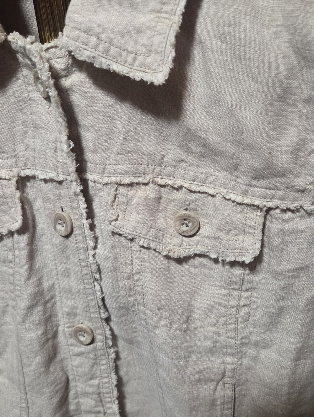 Tommy Bahama Two Palms Jacket Linen Raw Edge Button Up Tan Beige Size Small - Picture 4 of 7